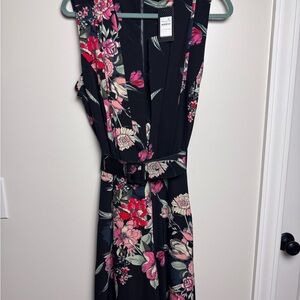 Floral Black and Pink Sleeveless jumpsuit